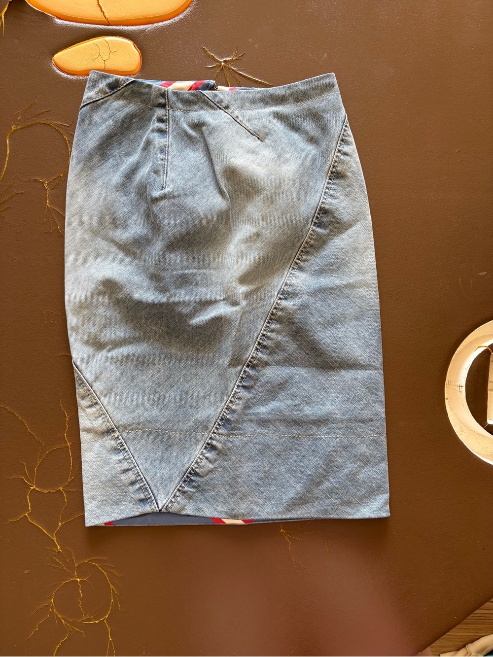 Vintage 90s Fendi Light Blue Denim Pencil Skirt